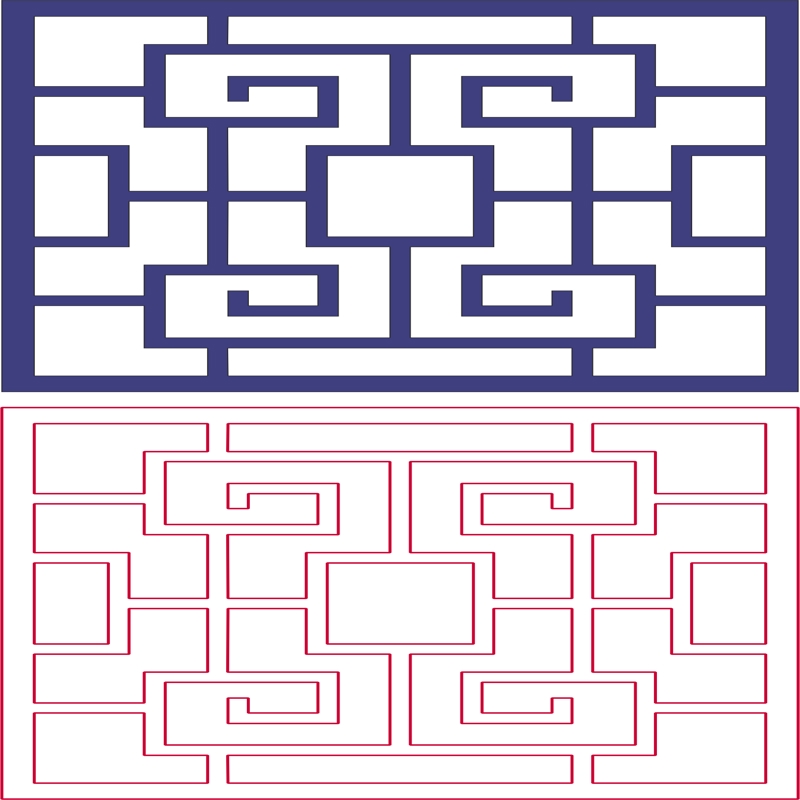طرح مشبک تزئینی مناسب برای استفاده در دستگاه های cnc چوب و cnc لیزر - decorative lattice pattern dxf file