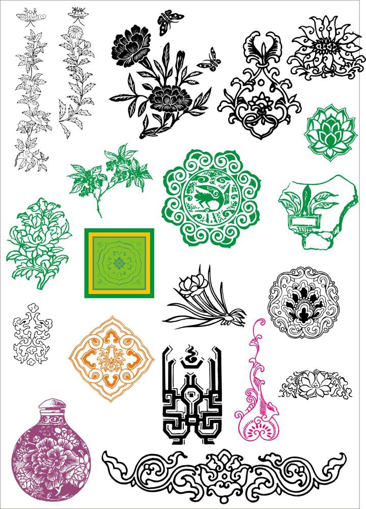 طرح وکتور طرح باستانی چینی مناسب برای استفاده در دستگاه های cnc چوب و cnc لیزر - chinese ancient pattern vectors cdr file
