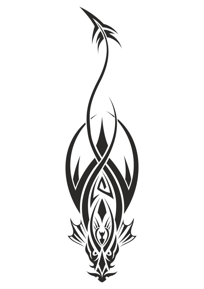 طرح فایل وکتور طرح خالکوبی اژدها مناسب برای استفاده در دستگاه های cnc چوب و cnc لیزر - dragon tattoo design vector cdr file