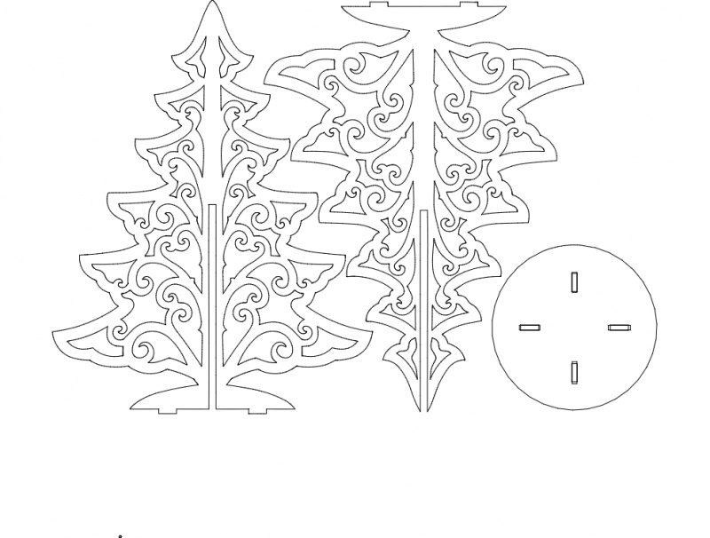 طرح درخت شماره ۱، سایز ۱۱ اینچ مناسب برای استفاده در دستگاه های cnc چوب و cnc لیزر - tree 1 11in dxf file
