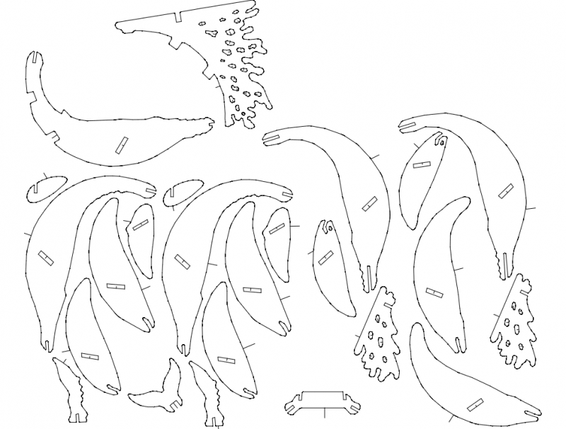 طرح پازل سه بعدی گوژپشت مناسب برای استفاده در دستگاه های cnc چوب و cnc لیزر - humpback 3d puzzle dxf file