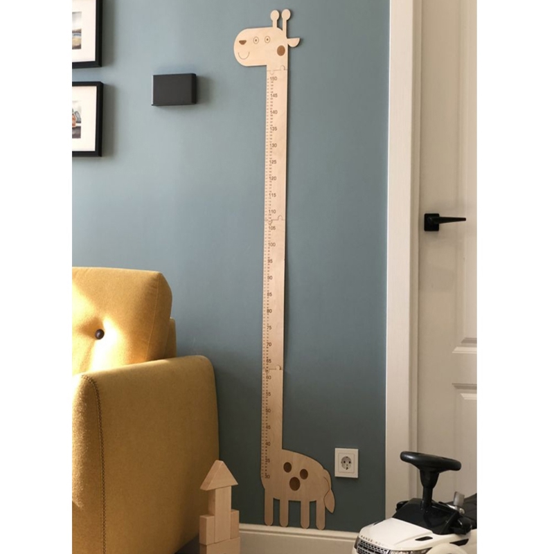 طرح جدول قد زرافه برای کودکان، مناسب برای استفاده در دستگاه های cnc چوب و cnc لیزر - laser cut giraffe height chart for kids cdr file