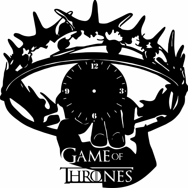 طرح ساعت دیواری بازی تاج و تخت مناسب برای استفاده در دستگاه های cnc چوب و cnc لیزر - laser cut game of thrones wall clock template cdr file