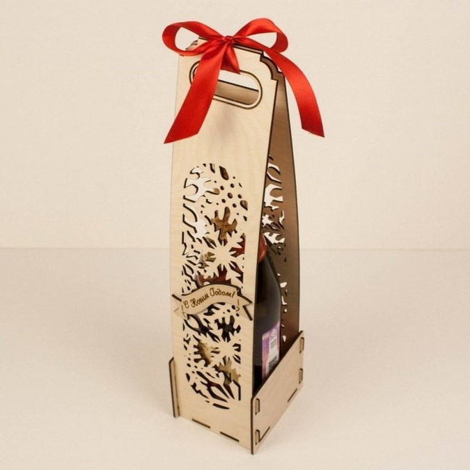 طرح جعبه کادویی یک بطری نوشابه مناسب برای استفاده در دستگاه های cnc چوب و cnc لیزر - laser cut one bottle wine gift box cdr file