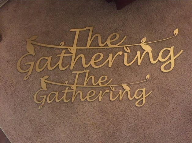 طرح تابلو محل تجمع مناسب برای استفاده در دستگاه های cnc چوب و cnc لیزر - laser cut gathering place sign cdr file