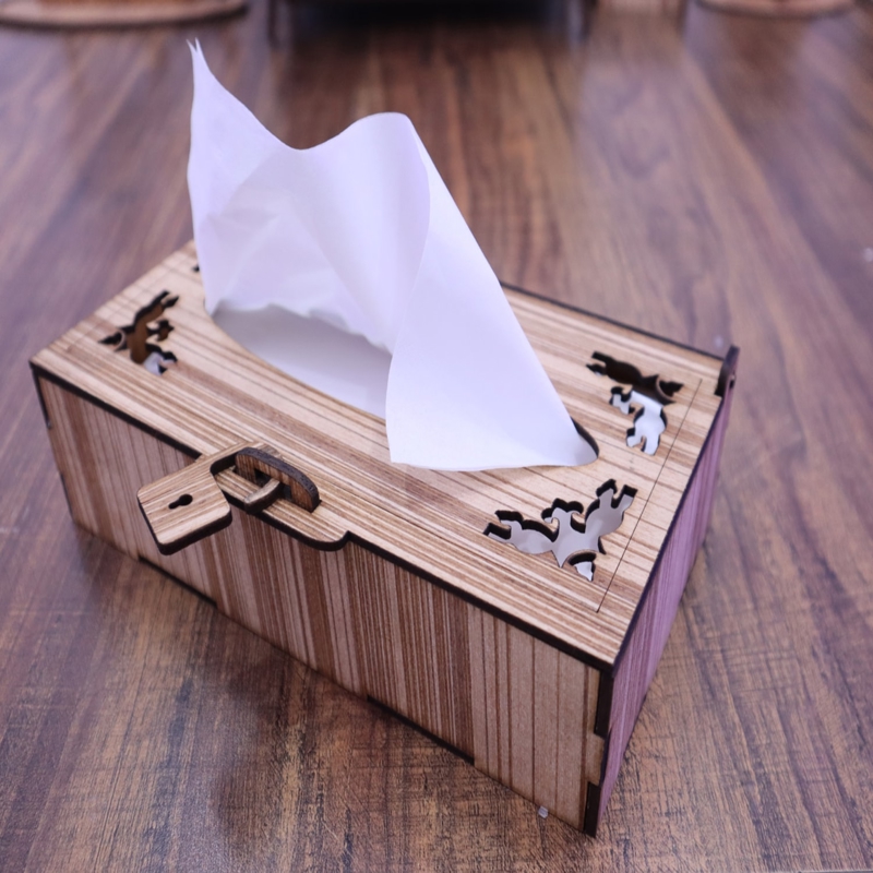 طرح جعبه دستمال کاغذی چوبی با ضخامت 3 میلی‌متر مناسب برای استفاده در دستگاه های cnc چوب و cnc لیزر - laser cut wooden tissue box 3mm cdr file
