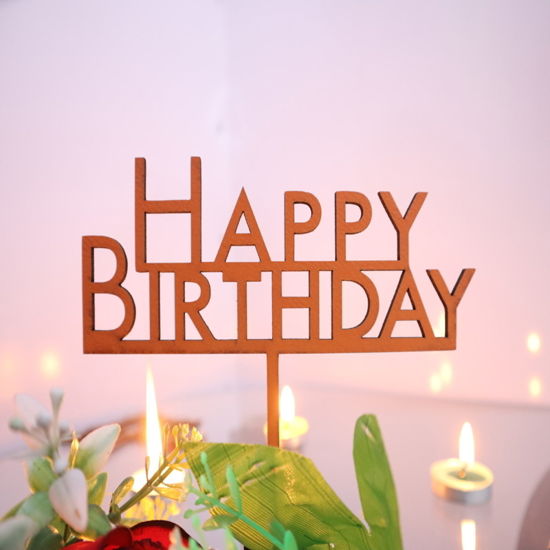 طرح کیک تولدت مبارک ساده مناسب برای استفاده در دستگاه های cnc چوب و cnc لیزر - laser cut simple happy birthday cake topper cdr file