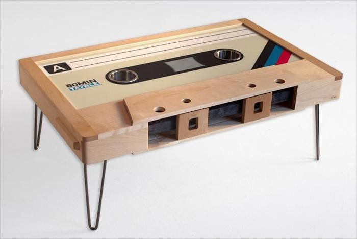 طرح میز قهوه خوری چوبی با نوار کاست مناسب برای استفاده در دستگاه های cnc چوب و cnc لیزر - laser cut wooden cassette tape coffee table cdr file