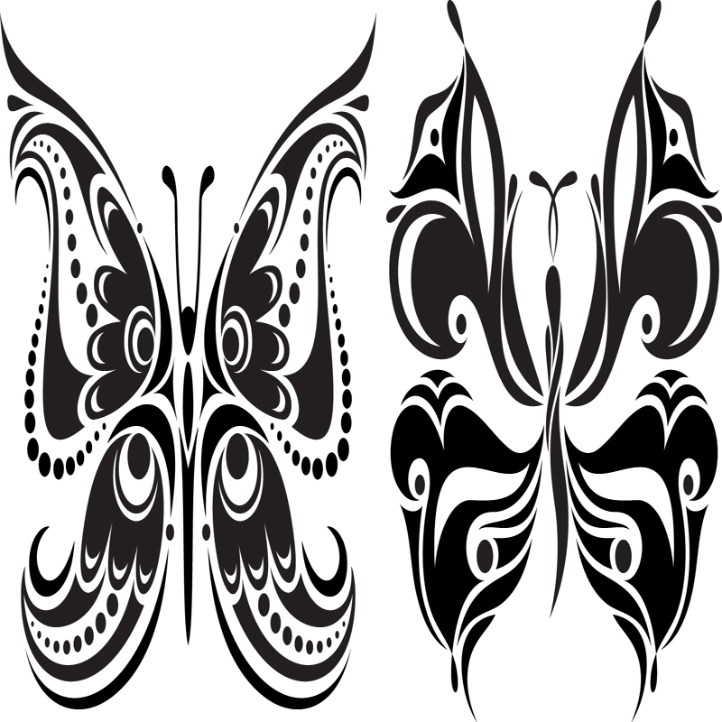طرح پروانه‌های تاتو وکتور رایگان مناسب برای استفاده در دستگاه های cnc چوب و cnc لیزر - tattoo butterflies free vector eps file