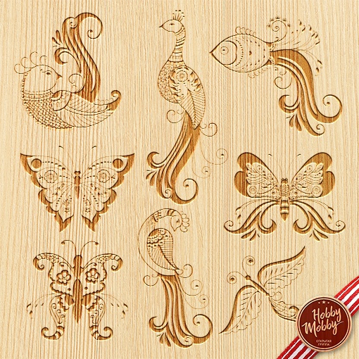 طرح مجموعه پرندگان تزئینی مناسب برای استفاده در دستگاه های cnc چوب و cnc لیزر - set of decorative birds cdr file