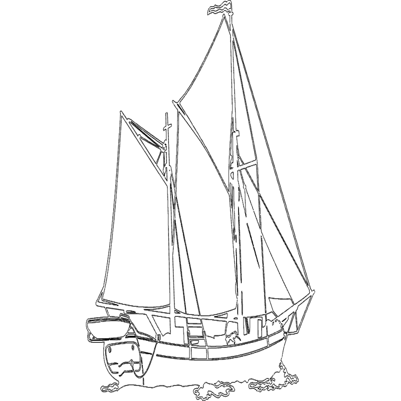 طرح کشتی بادبانی مناسب برای استفاده در دستگاه های cnc چوب و cnc لیزر - sailing ship dxf file