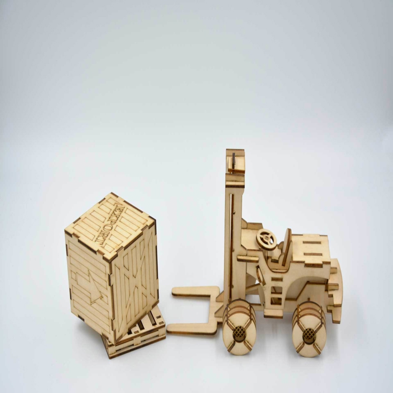 طرح پازل سه بعدی لیفتراک مناسب برای استفاده در دستگاه های cnc چوب و cnc لیزر - laser cut forklift 3d puzzle cdr file