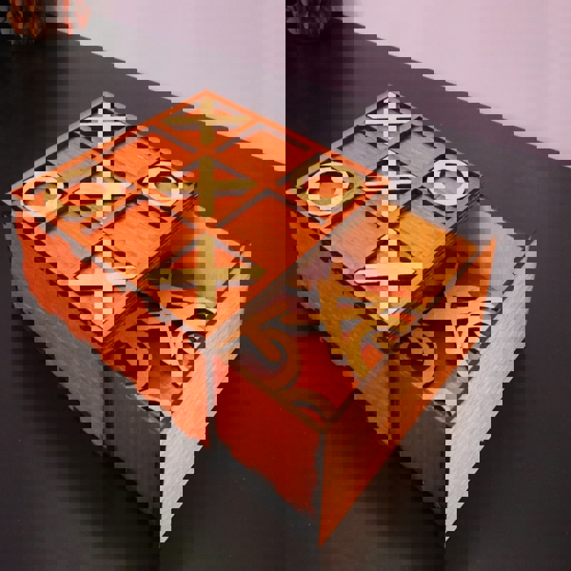 طرح بازی تیک تاک تو به همراه جعبه مناسب برای استفاده در دستگاه های cnc چوب و cnc لیزر - laser cut tic tac toe game with box dxf file