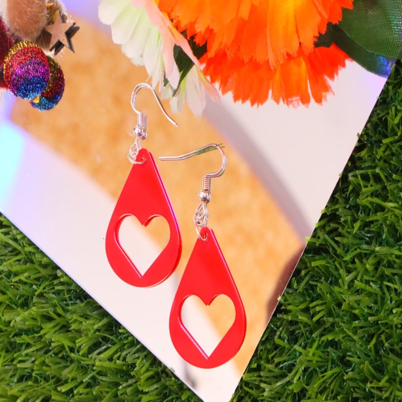 طرح گوشواره آویز طرح قلب اشکی مناسب برای استفاده در دستگاه های cnc چوب و cnc لیزر - laser cut teardrop heart dangle earrings dxf file