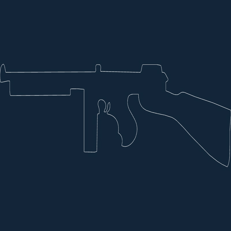 طرح مسلسل دستی تامپسون مناسب برای استفاده در دستگاه های cnc چوب و cnc لیزر - thompson submachine gun dxf file