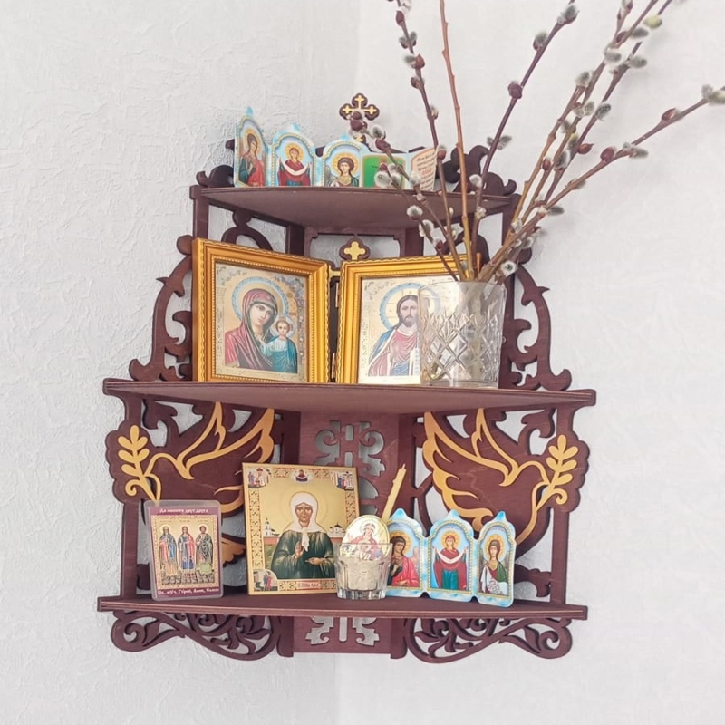 طرح قفسه آیکونوستازی مناسب برای استفاده در دستگاه های cnc چوب و cnc لیزر - laser cut iconostasis shelf for icons cdr file