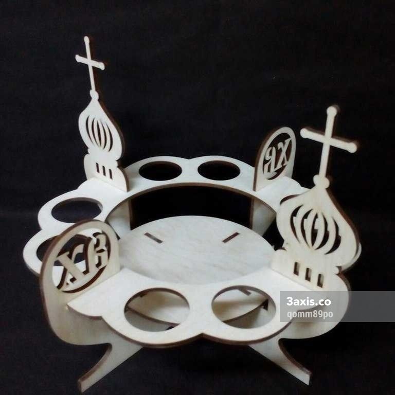 طرح جا تخم مرغی تزئینی مناسب برای استفاده در دستگاه های cnc چوب و cnc لیزر - laser cut decorative egg stand cdr file