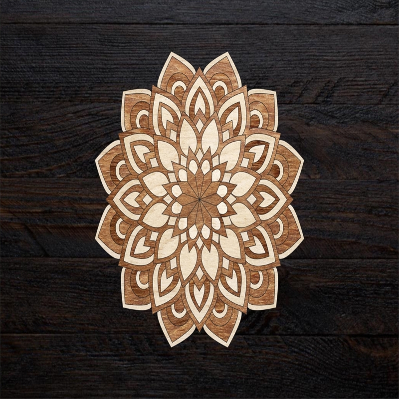طرح ماندالا (چرخ هستی) لایه باز مناسب برای استفاده در دستگاه های cnc چوب و cnc لیزر - laser cut layered mandala cdr file