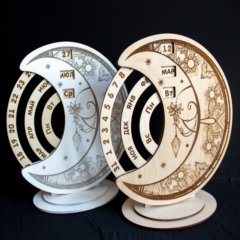 طرح تقویم چوبی مناسب برای استفاده در دستگاه های cnc چوب و cnc لیزر - laser cut wooden perpetual calendar cdr file
