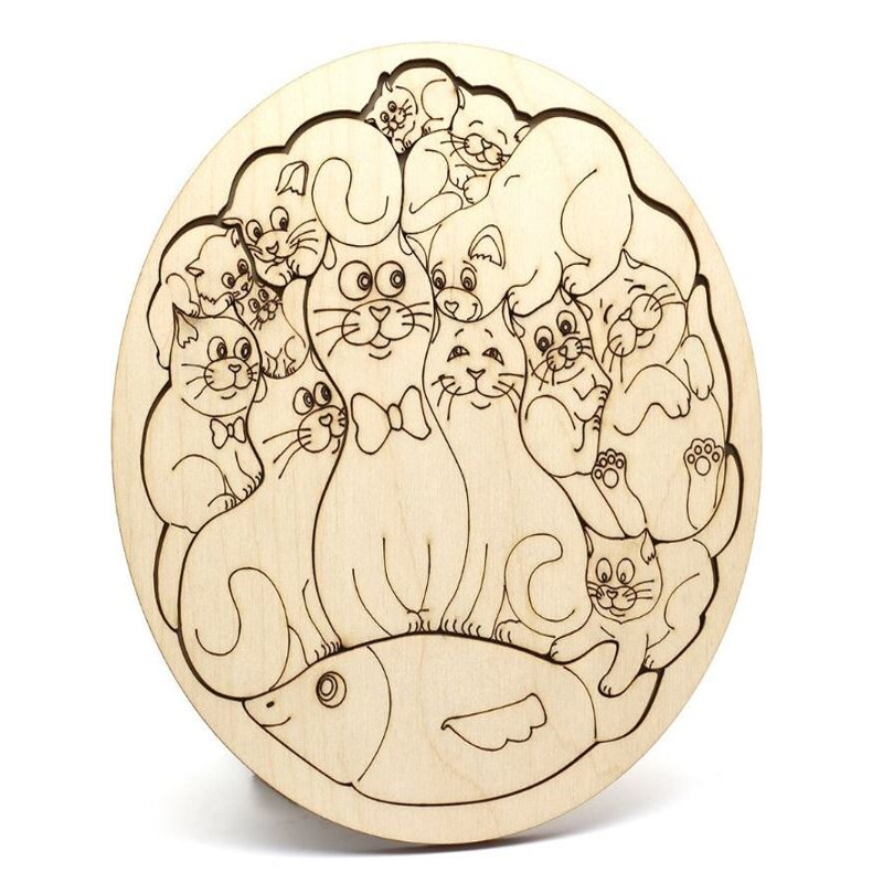 طرح پازل چوبی حیوانات برای کودکان مناسب برای استفاده در دستگاه های cnc چوب و cnc لیزر - laser cut wooden animal jigsaw puzzle games for kids cdr file