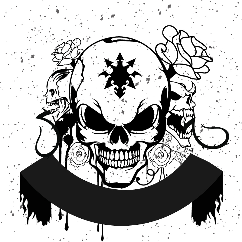 طرح جمجمه ترسناک سبک گرانج مناسب برای استفاده در دستگاه های cnc چوب و cnc لیزر - horror skull grunge style eps file