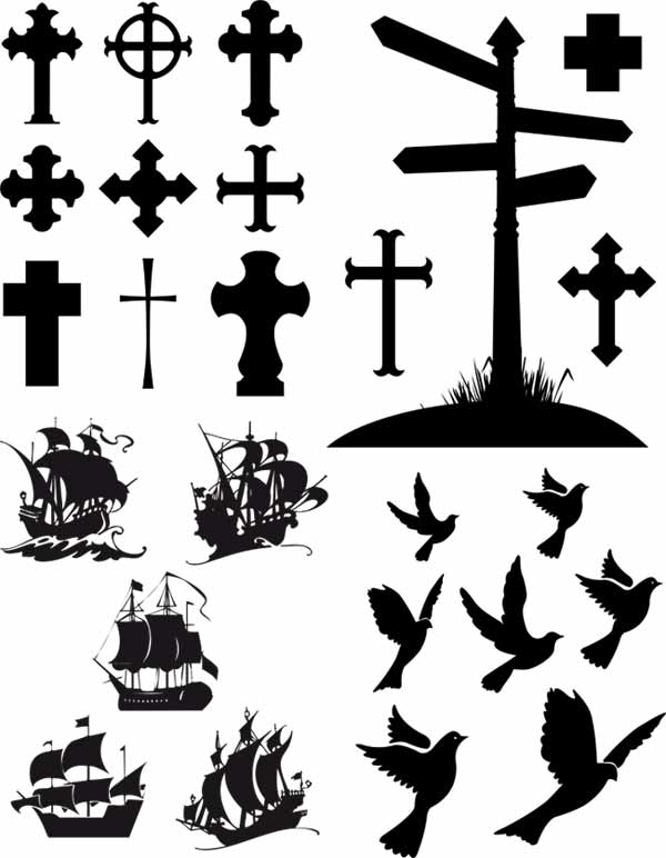 طرح سیلوئت صلیب مسیحی مناسب برای استفاده در دستگاه های cnc چوب و cnc لیزر - christian cross silhouette eps file