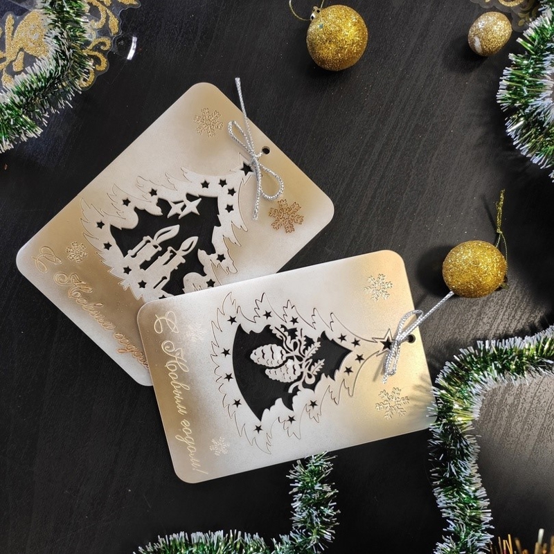 طرح کارت ویزیت سال نو مناسب برای استفاده در دستگاه های cnc چوب و cnc لیزر - laser cut new year cards cdr file