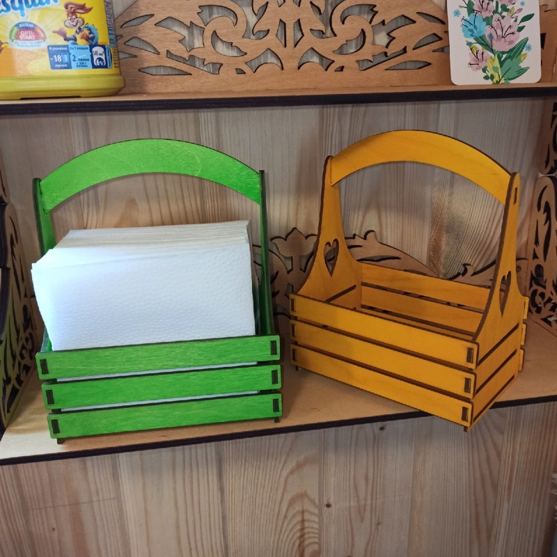طرح سبد جا دستمال سفره مناسب برای استفاده در دستگاه های cnc چوب و cnc لیزر - laser cut napkin holder basket cdr file