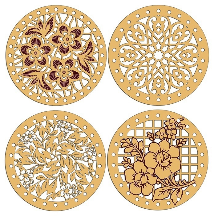 طرح زیرلیوانی های گرد چوبی مناسب برای استفاده در دستگاه های cnc چوب و cnc لیزر - laser cut wooden round tea coasters cdr file