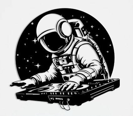طرح دی‌جی فضانورد مناسب برای استفاده در دستگاه های cnc چوب و cnc لیزر - astronaut dj dxf file