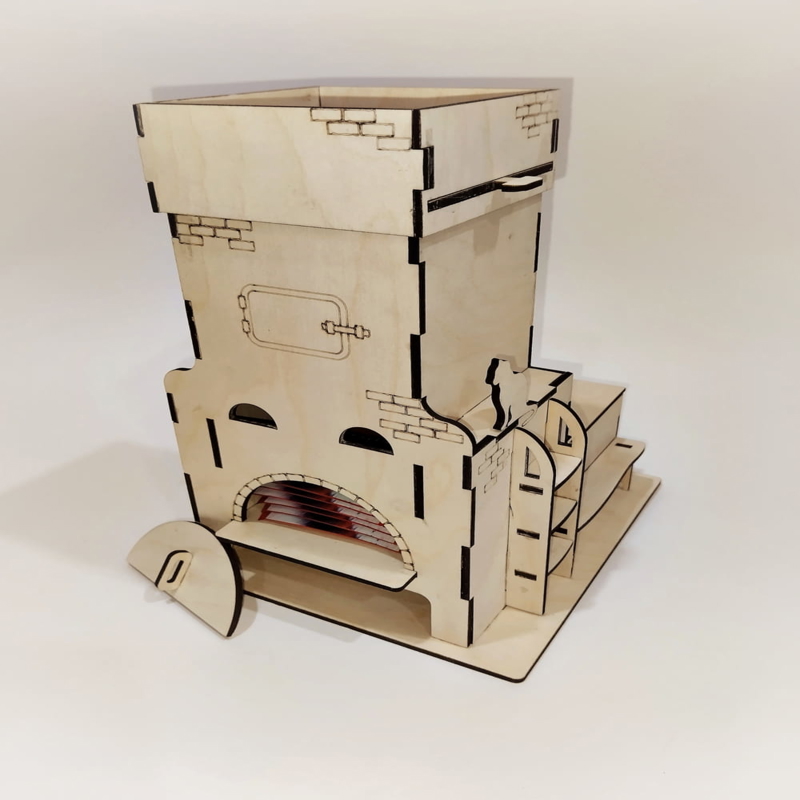 طرح چای کیسه ای به شکل اجاق گاز مناسب برای استفاده در دستگاه های cnc چوب و cnc لیزر - laser cut stove shaped tea bag dispenser cdr file