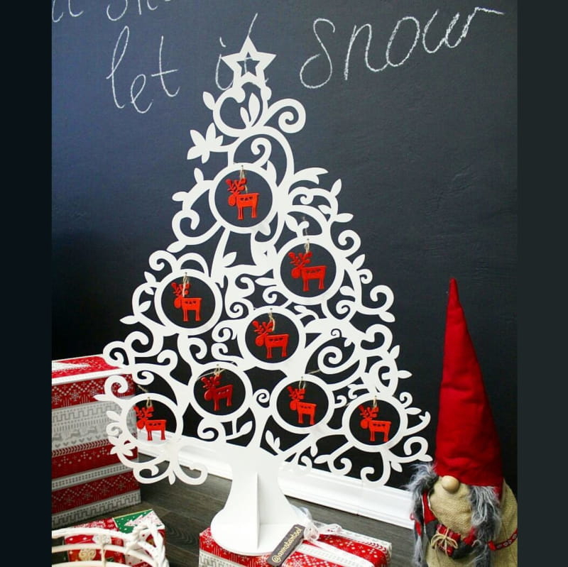 طرح درخت کریسمس رومیزی زیبا مناسب برای استفاده در دستگاه های cnc چوب و cnc لیزر - laser cut elegant tabletop christmas tree cdr file