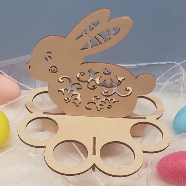طرح جا تخم مرغ عید پاک طرح خرگوش عید پاک مناسب برای استفاده در دستگاه های cnc چوب و cnc لیزر - laser cut easter bunny egg holder stand cdr file
