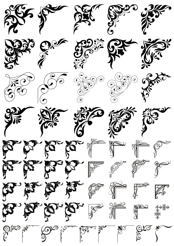 طرح وکتور گوشه گلدار مناسب برای استفاده در دستگاه های cnc چوب و cnc لیزر - floral corner vectors cdr file