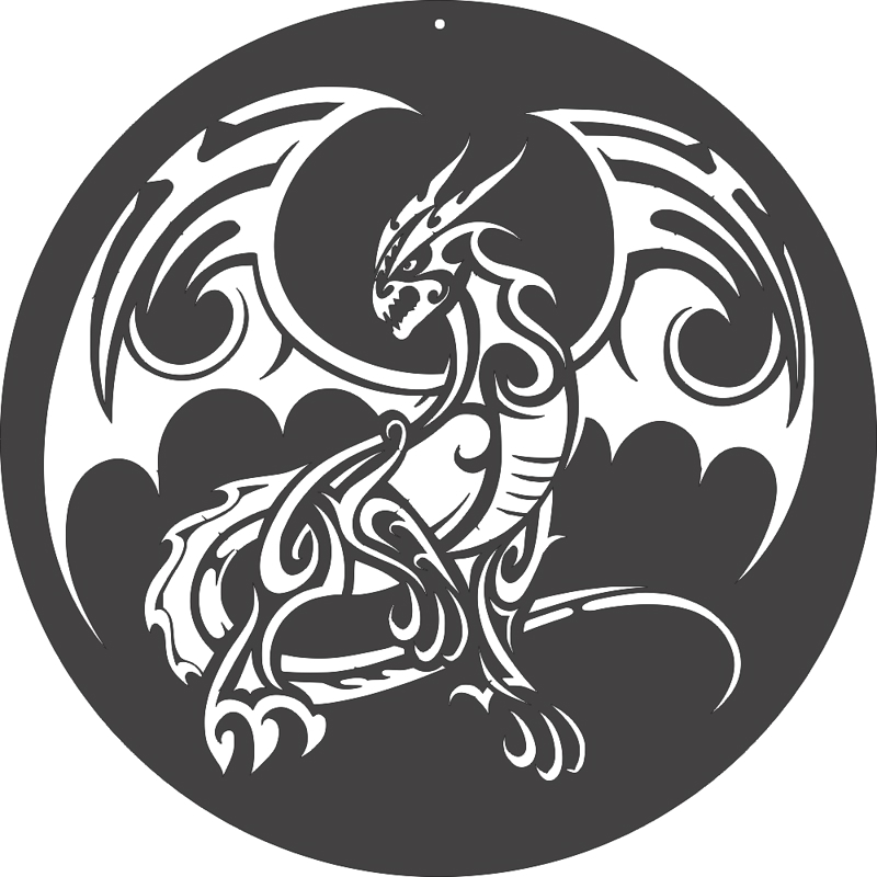 طرح قبیله اژدها مناسب برای استفاده در دستگاه های cnc چوب و cnc لیزر - dragon tribal dxf file
