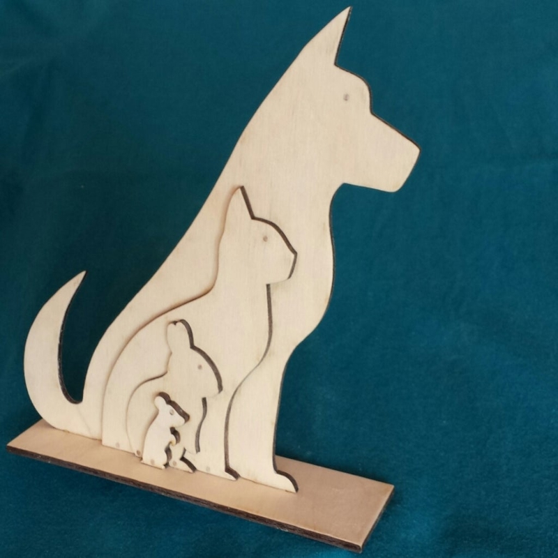 طرح حیوان سگ گربه خرگوش موش مناسب برای استفاده در دستگاه های cnc چوب و cnc لیزر - laser cut animal silhouette dog cat rabbit mouse svg file