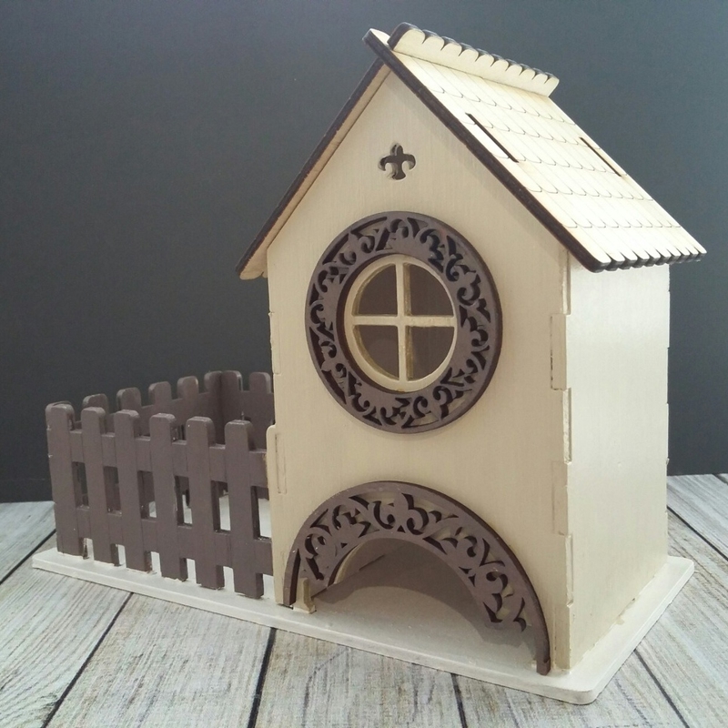 طرح سه بعدی چایخانه تزئینی مناسب برای استفاده در دستگاه های cnc چوب و cnc لیزر - laser cut decorative tea house 3mm cdr file