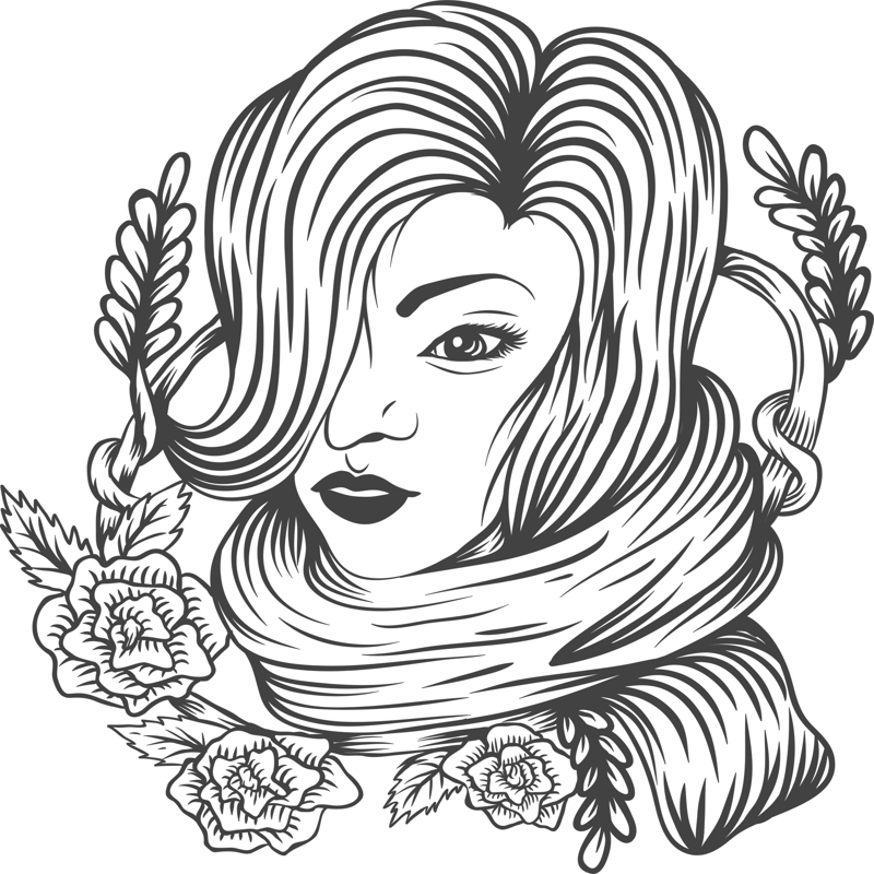 طرح دکور گل زن مناسب برای استفاده در دستگاه های cnc چوب و cnc لیزر - woman flower decor cdr file