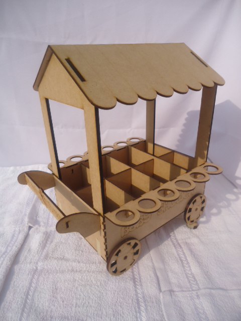 طرح سبد خرید شیرینی و شکلات مناسب برای استفاده در دستگاه های cnc چوب و cnc لیزر - laser cut sweet trolly candy cart template cdr file