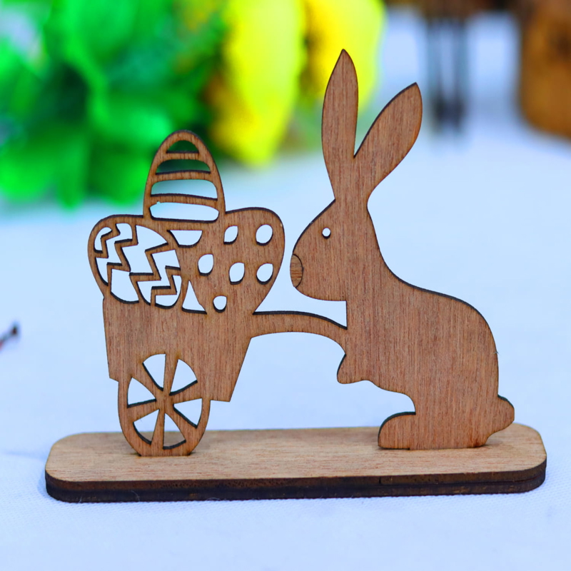 طرح سه بعدی چوبی میز خرگوش عید پاک مناسب برای استفاده در دستگاه های cnc چوب و cnc لیزر - laser cut wooden easter bunny table decor 3mm cdr file