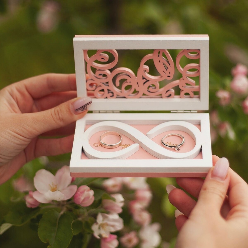 طرح جعبه حلقه ازدواج و جعبه حلقه زوج مناسب برای استفاده در دستگاه های cnc چوب و cnc لیزر - laser cut wedding ring box couple ring box cdr file