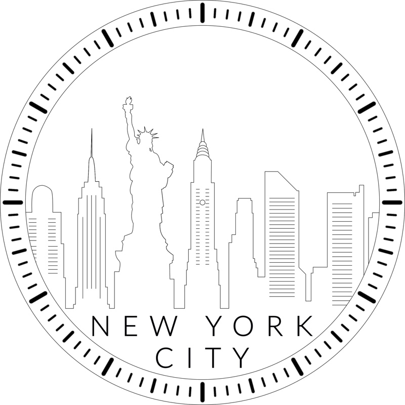 طرح ساعت دیواری طرح افق نیویورک مناسب برای استفاده در دستگاه های cnc چوب و cnc لیزر - laser cut new york skyline wall clock template cdr file