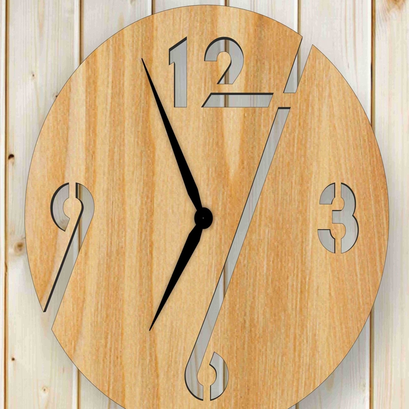 طرح ساعت دیواری تخته سه لا مناسب برای استفاده در دستگاه های cnc چوب و cnc لیزر - laser cut plywood wall clock cdr file