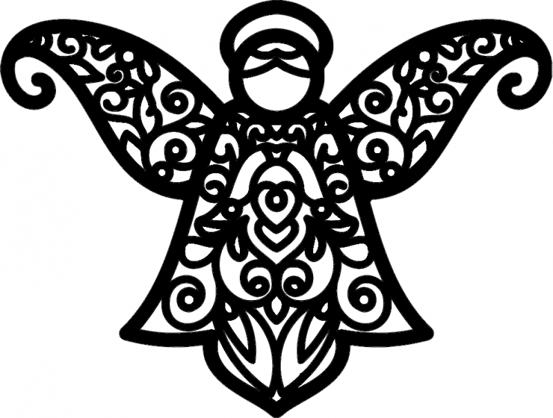 طرح فرشته مناسب برای استفاده در دستگاه های cnc چوب و cnc لیزر - angel pattern dxf file