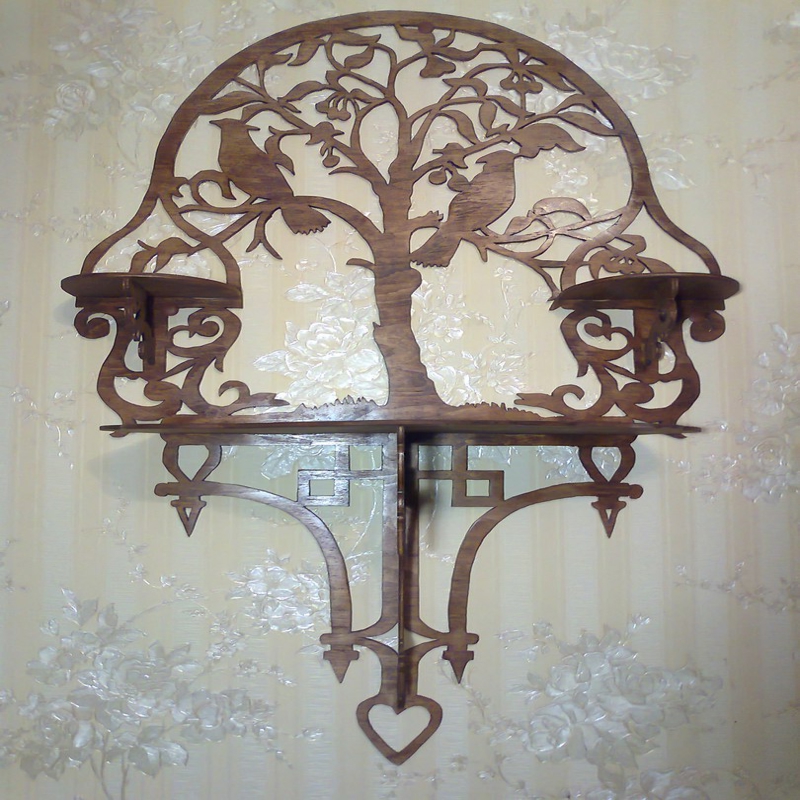 طرح قفسه تزئینی مناسب برای استفاده در دستگاه های cnc چوب و cnc لیزر - ornamental shelf laser cut cdr file