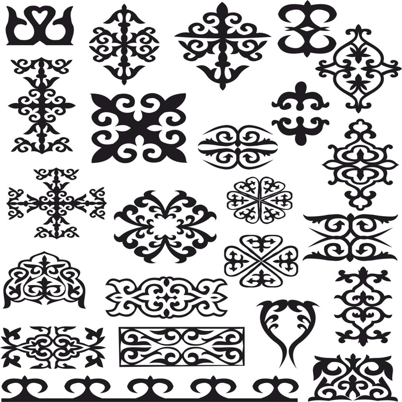 طرح الگوهای تزیینات قزاق مناسب برای استفاده در دستگاه های cnc چوب و cnc لیزر - kazakh ornaments patterns cdr file