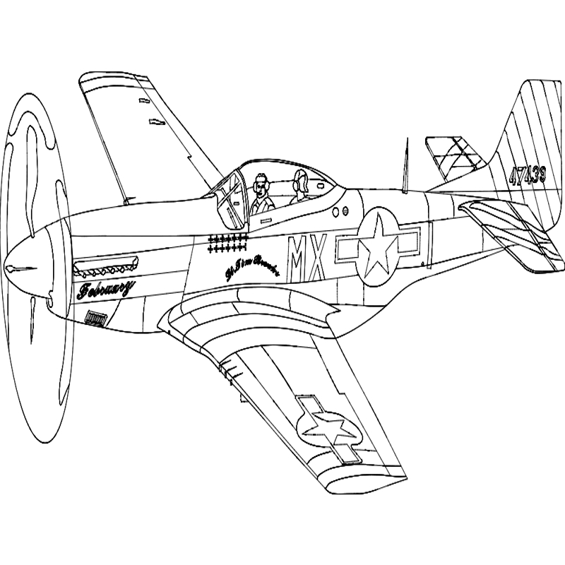 طرح هواپیمای مدل P51 Mustang مناسب برای استفاده در دستگاه های cnc چوب و cnc لیزر - p51 mustang silhouette aircraft dxf file