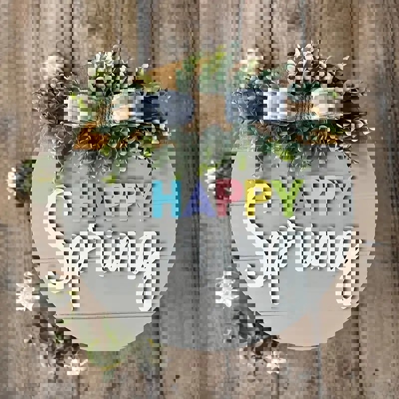 طرح دکوراسیون آویز درب چوبی گرد کلاسیک بهار و تابستان با مناسب برای استفاده در دستگاه های cnc چوب و cnc لیزر - laser cut spring summer classic round wood door hanging decoration