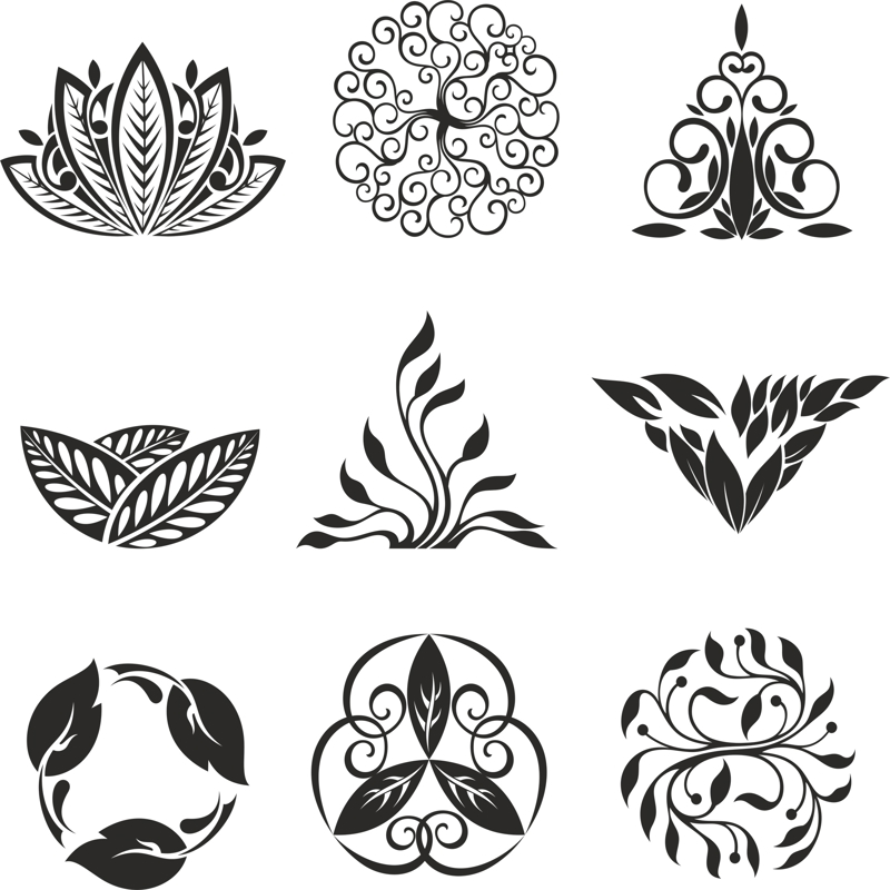 طرح المان های تزئینی گلدار مناسب برای استفاده در دستگاه های cnc چوب و cnc لیزر - floral ornament elements cdr file