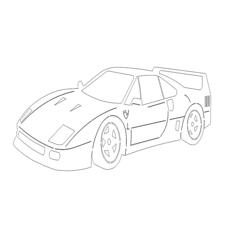 طرح ماشین فراری مناسب برای استفاده در دستگاه های cnc چوب و cnc لیزر - ferrari car dxf file